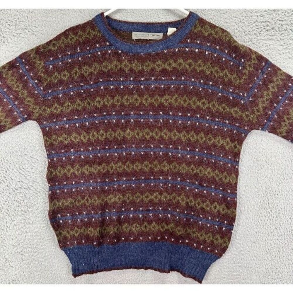 Gabrielle Sweater Adult Large Multi Fair Isle Wool Blend Crew Neck Pullover Mens